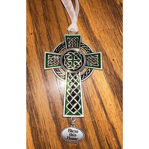 Enameled Celtic Cross Bless This Home Ornament - Picture 5 of 5
